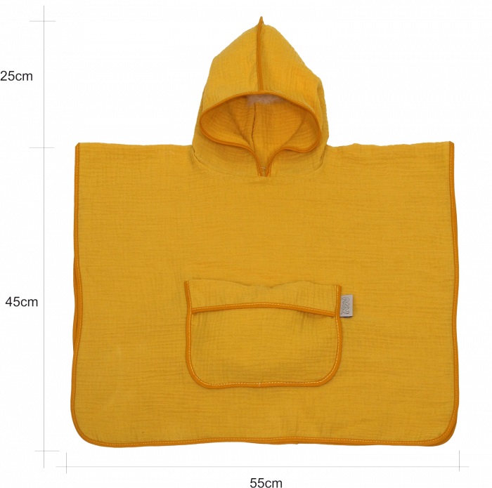 Prosop Poncho Amy Muselină cu Glugă Galben - imagine 4