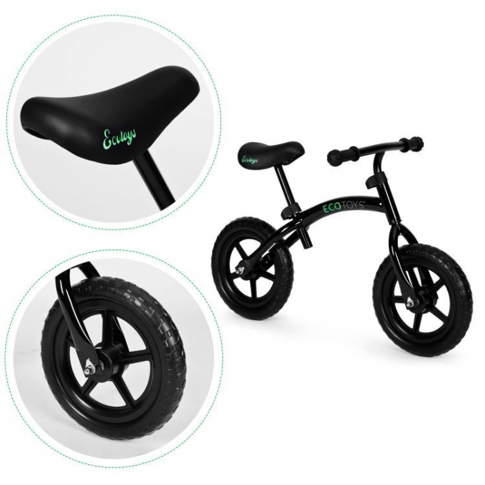 Bicicleta Fără Pedale Ecotoys YM-BB-13, Negru - imagine 3
