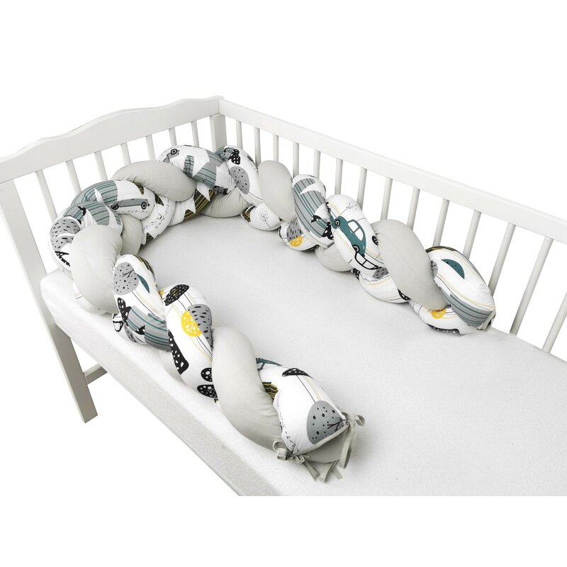 Bumper Patut Impletit MimiNu Grey, 220 cm - imagine 2