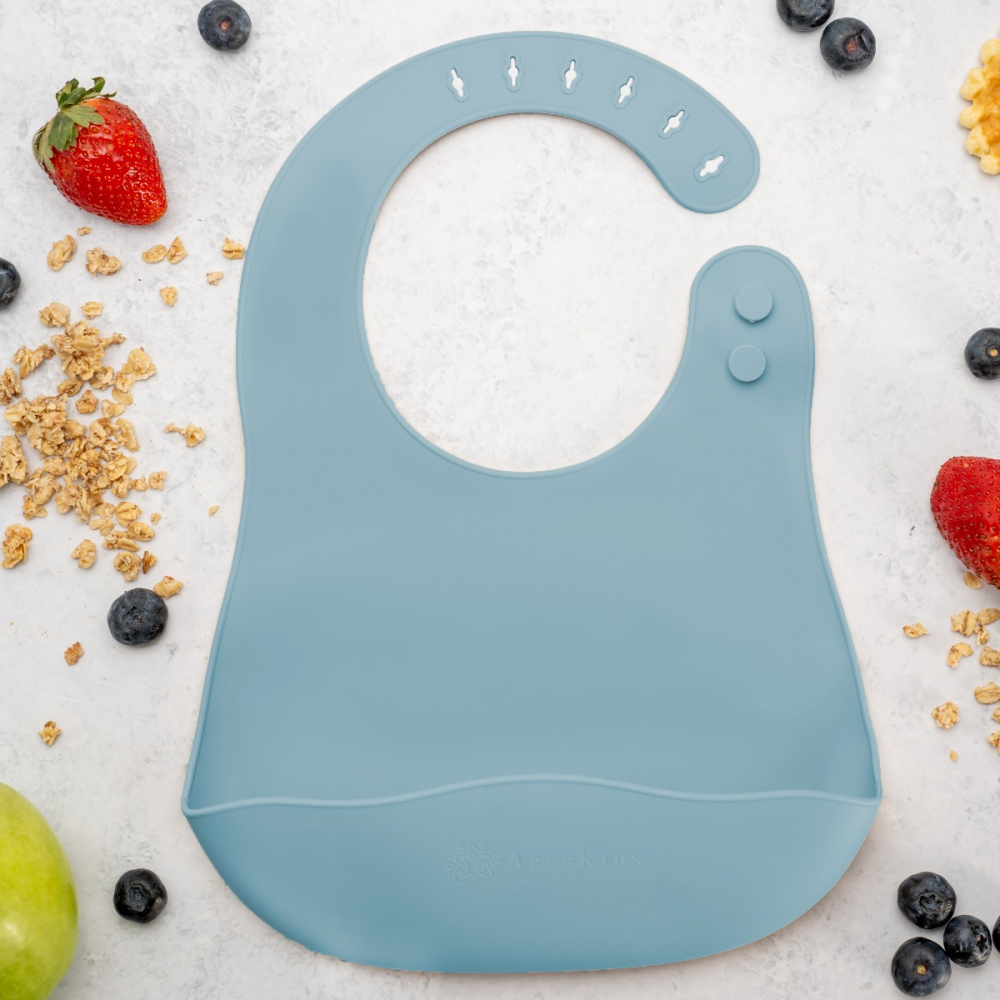 Baveta Silicon AppeKids Aqua Blue - Anti-pată și Lavabilă