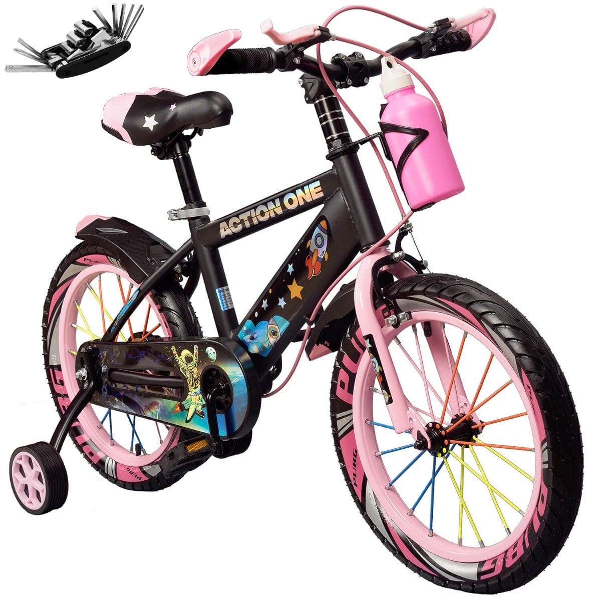 Bicicleta Action One Cameleon II 14 Roz cu Accesorii