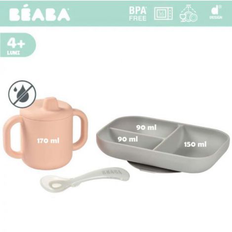 Set Masa Silicon Beaba Old Pink | Autodiversificare - imagine 7