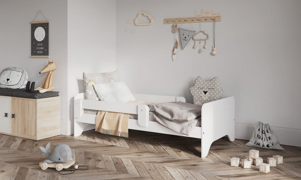 Pătuț Junior Alb 160x80 cm cu 2 bariere Nichiduța - imagine 4