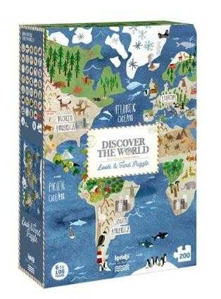 Puzzle Londji Descopera lumea - 200 piese + joc de cautat