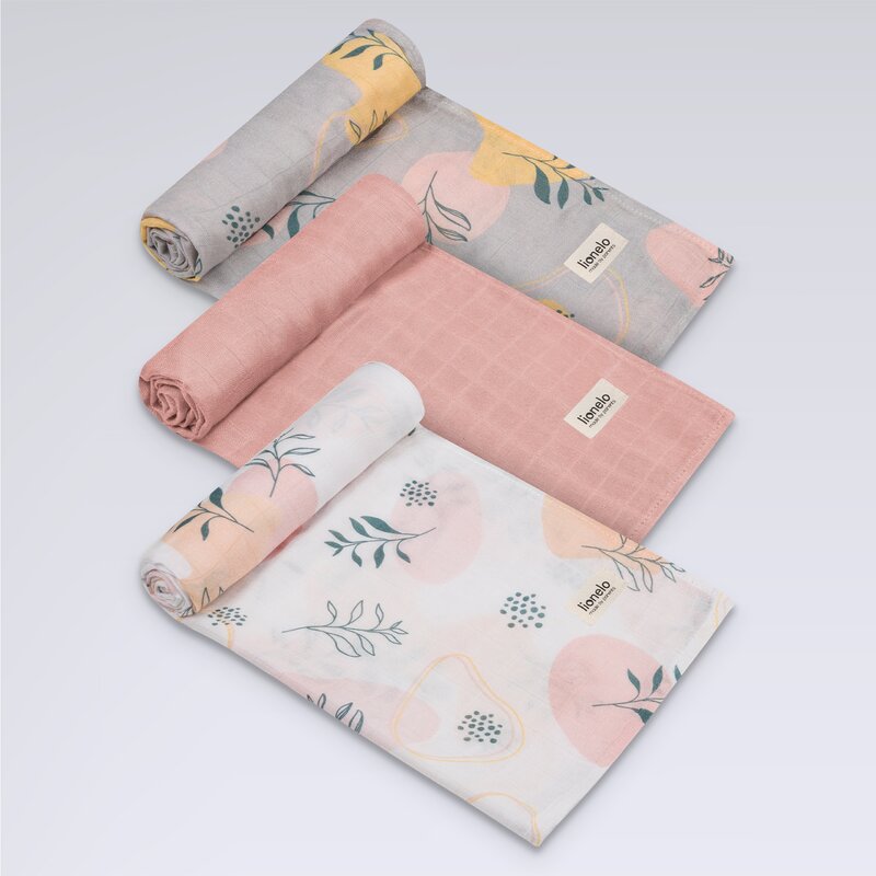 Set 3 Museline Bambus Lionelo Leaf, 70x70 cm
