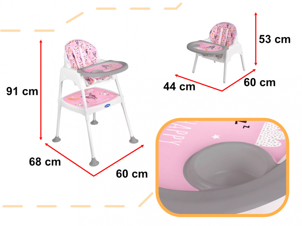 Scaun masa transformabil 3 in 1 Roz Ikonka - imagine 4