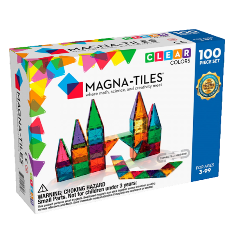 Magna-Tiles 100 Piese Transparente, Constructie Magnetica