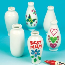 Set 6 Minivaze Portelan Baker Ross de Decorat DIY - imagine 3