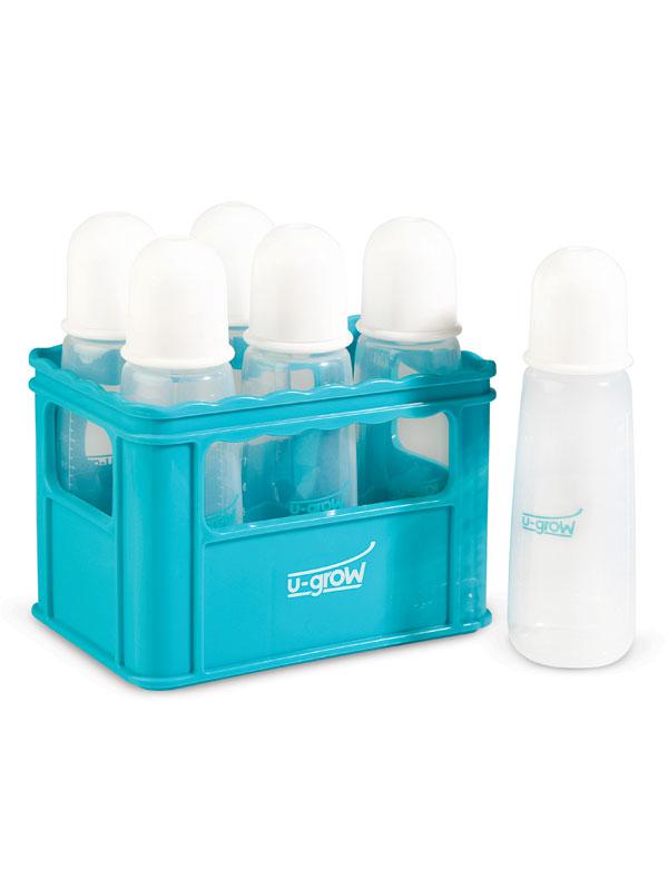 Kit 6 biberoane 270 ml + lădiță U-Grow