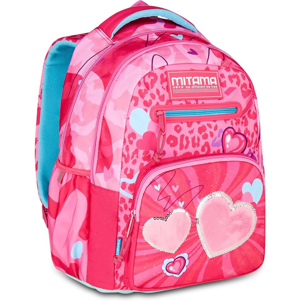 Ghiozdan Mitama New Plus 3 Compartimente Furry Pink