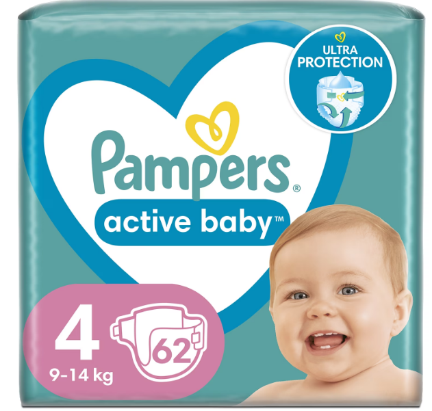 Pampers Active Baby 4 (9-14kg), 62 buc | Uscați și confortabili - imagine 9