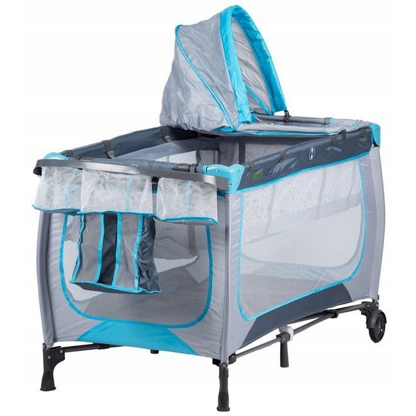 Patut pliabil Ecotoys Gri, cu Leganare - imagine 9