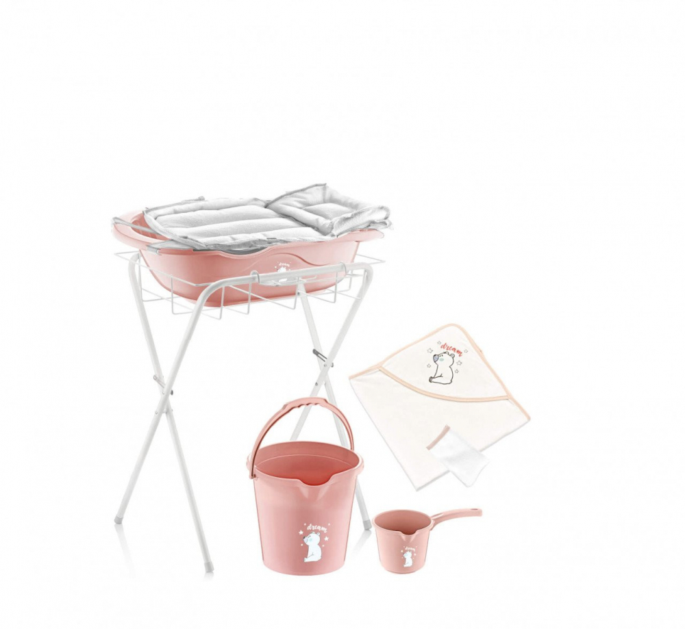 Set Cadită Baie BabyJem, 6 Piese, Roz - imagine 4