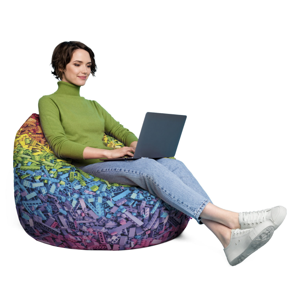 Husă Puf Para XL Curcubeu Updeco, fără umplutură - imagine 4
