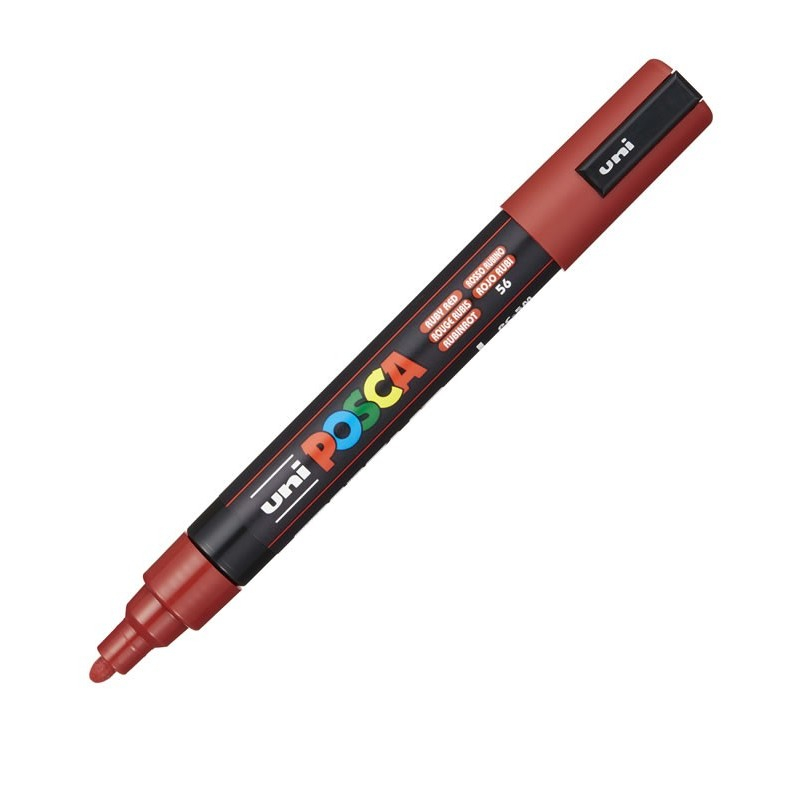 Marker Posca PC-5M Rosu Rubini, Varf Mediu 2.5mm