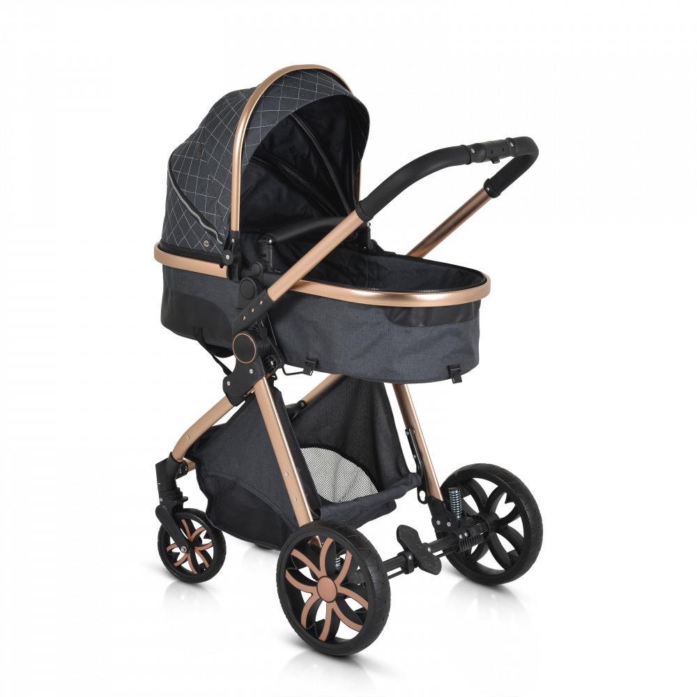 Carucior 2in1 Moni Alma Black, Reversibil, Aluminiu - imagine 4