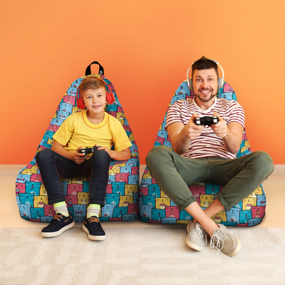 Fotoliu Puf Chill XL Invazia Pisicilor Albastru | Updeco - imagine 4