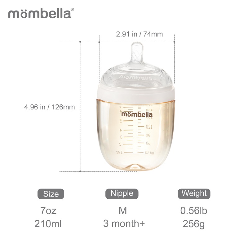 Biberon Anticolici Mombella 210ml PPSU Ivory - imagine 3