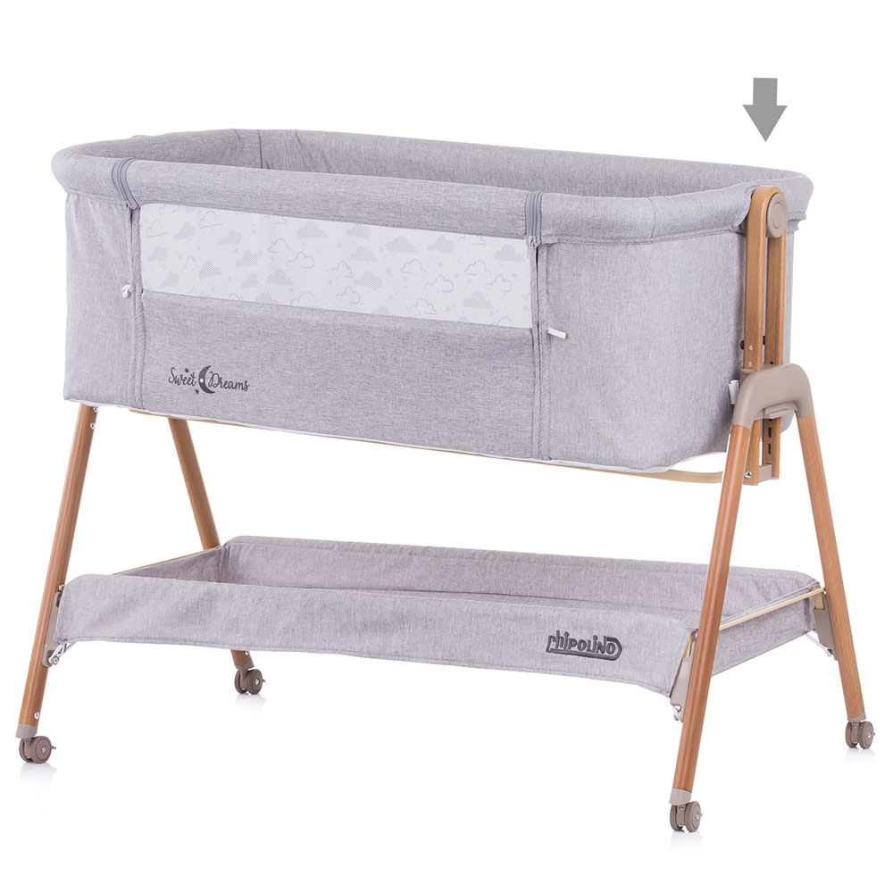 Patut Co-Sleeper Chipolino Sweet Dreams, Grey Wood - imagine 3
