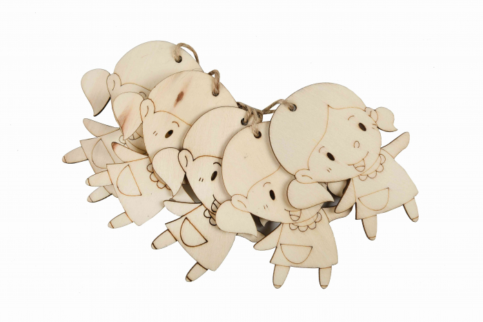 Set 5 Piese Lemn Pirogravura Colorart 7x7cm