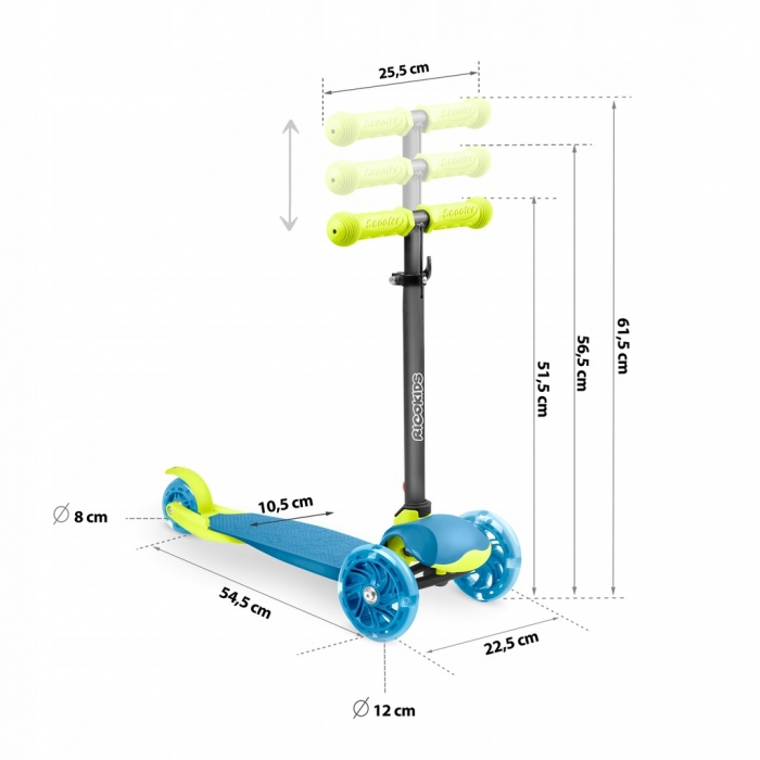 Trotineta Ricokids Loco Pliabilă cu LED și Ghidon Reglabil - imagine 6