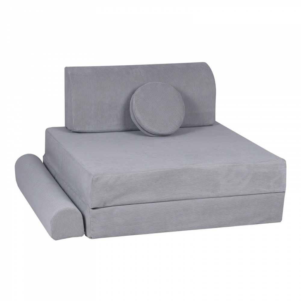 Canapea Modulară Meowbaby Velur Gri - imagine 2