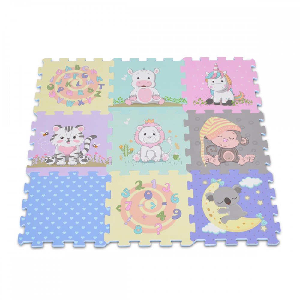 Covoras Puzzle 9 Piese Moni, Design Educativ Animale - imagine 3