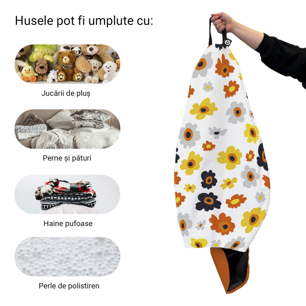 Husa Puf Bean Bag Para XL Daisy, Alb | Updeco