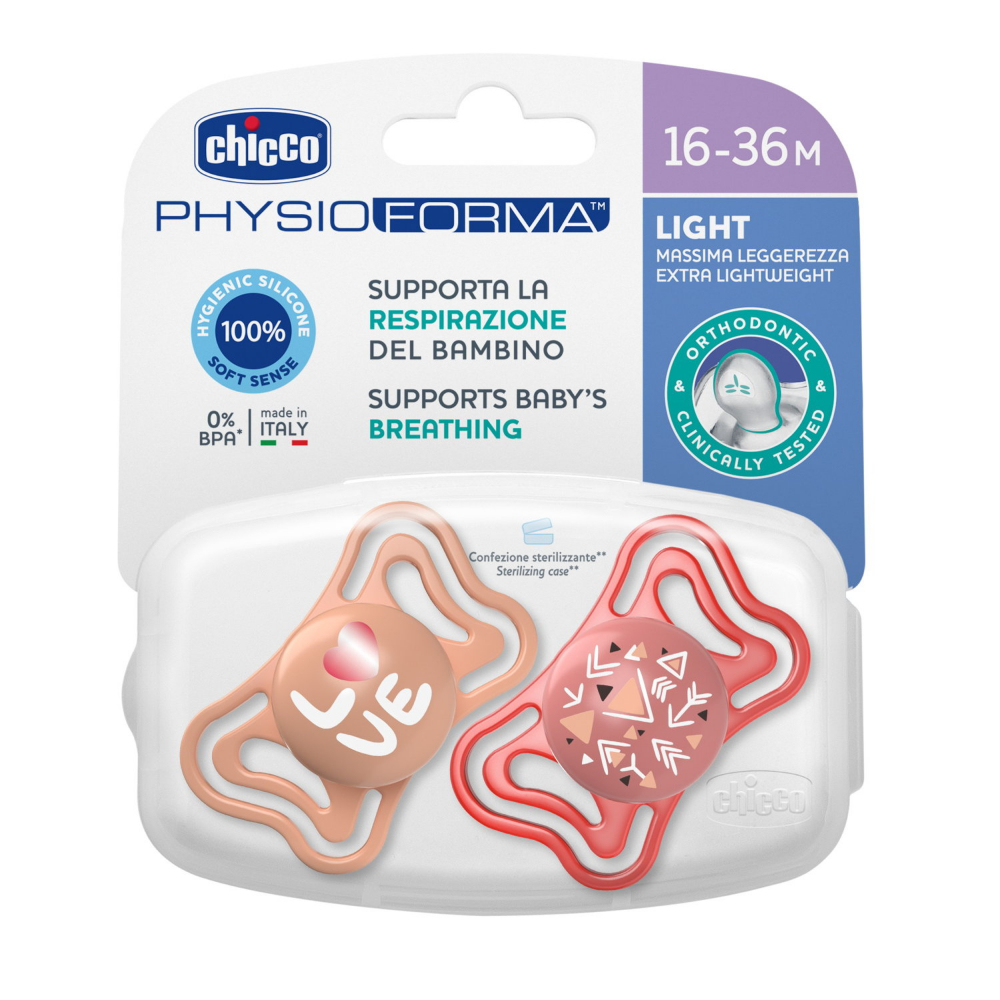 Suzete Chicco PhysioForma, 2 bucăți, Roz, 16-36 luni - imagine 4