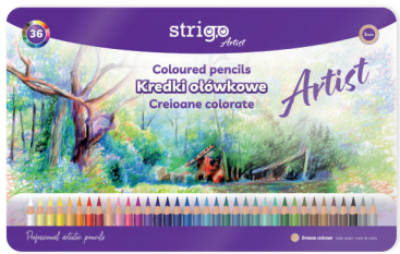 Creioane Colorate Strigo ARTIST 36 Culori, Cutie Metalică