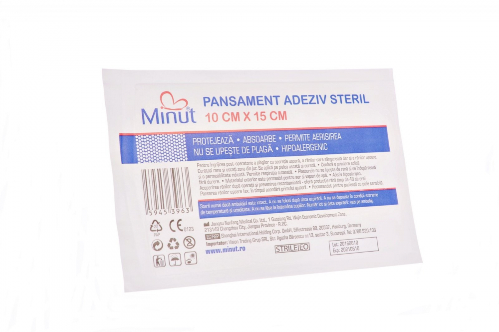 Pansament Steril Minut 10x15cm - Protecție Rapidă
