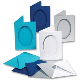 Set 5 Felicitari Decupaj Oval Alb Perlat Folia - imagine 2