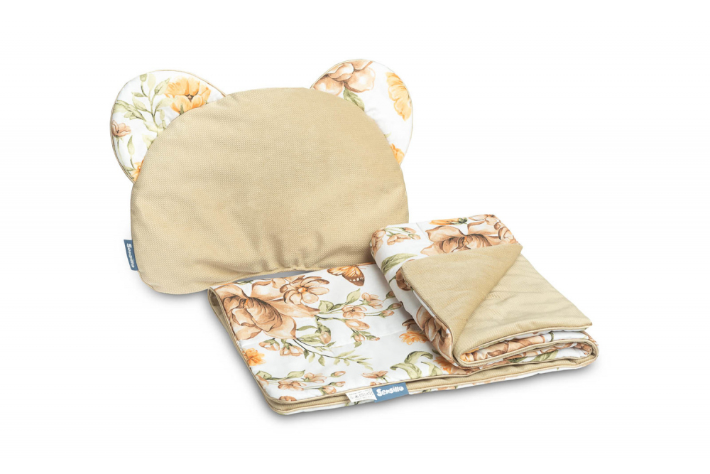 Set pernă pilotă Sensillo Teddy Beige antialergic - imagine 4