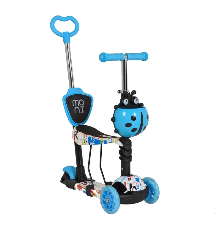Trotineta Moni 3in1 Blue, cu Maner Parental - imagine 4
