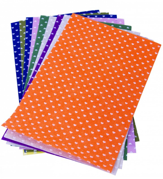 Set 10 coli fetru inimi A4 Colorart