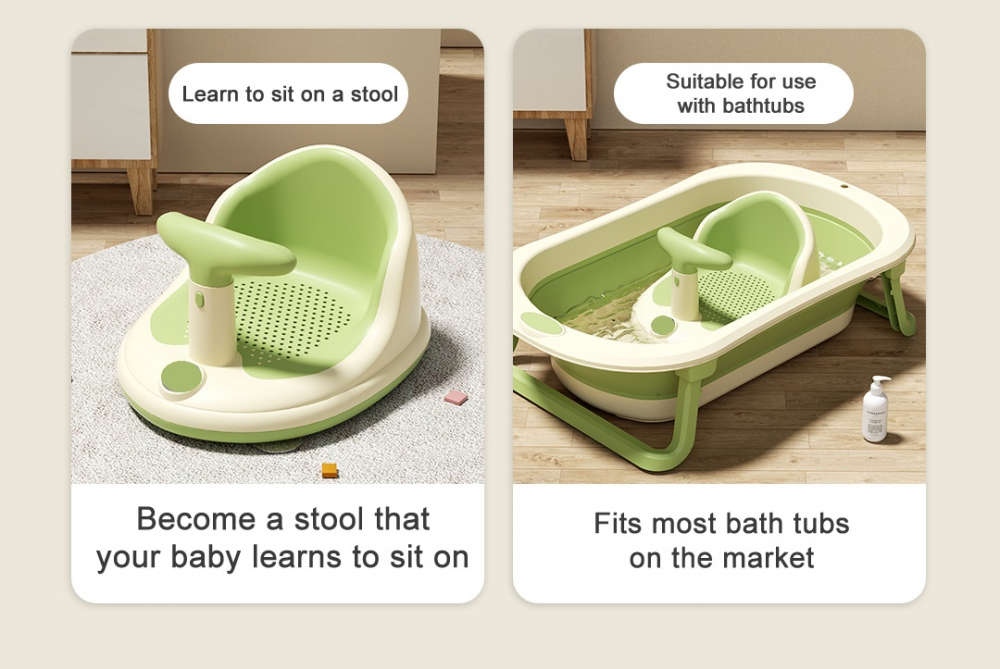Scaunel baie Little Mom Green, ergonomic si sigur