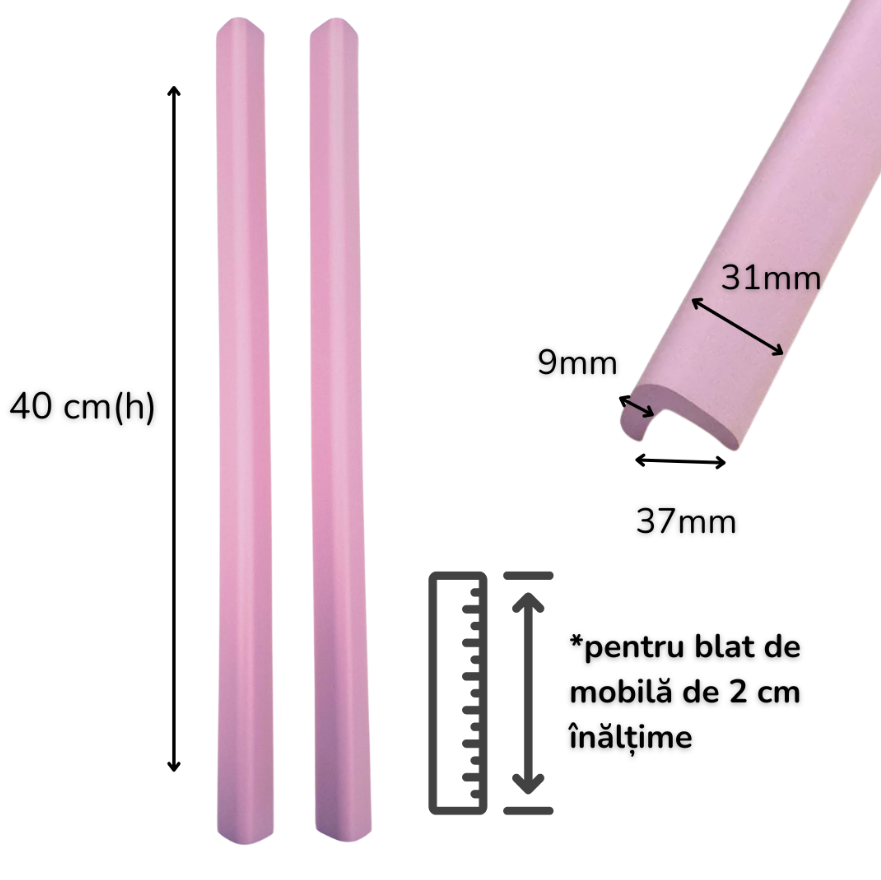 Set Benzi Protectie Muchii Car Boy Safety, Mov Pastel - imagine 2