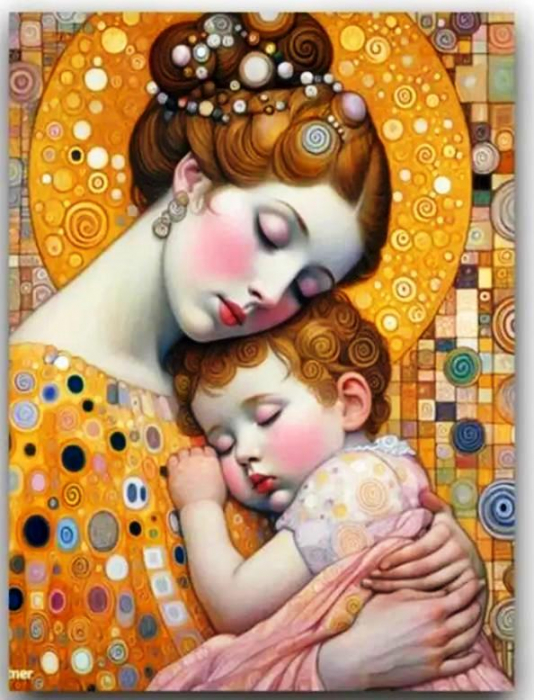 Tablou Goblen Diamante Mama și Copilul, Krista, 50x40 cm