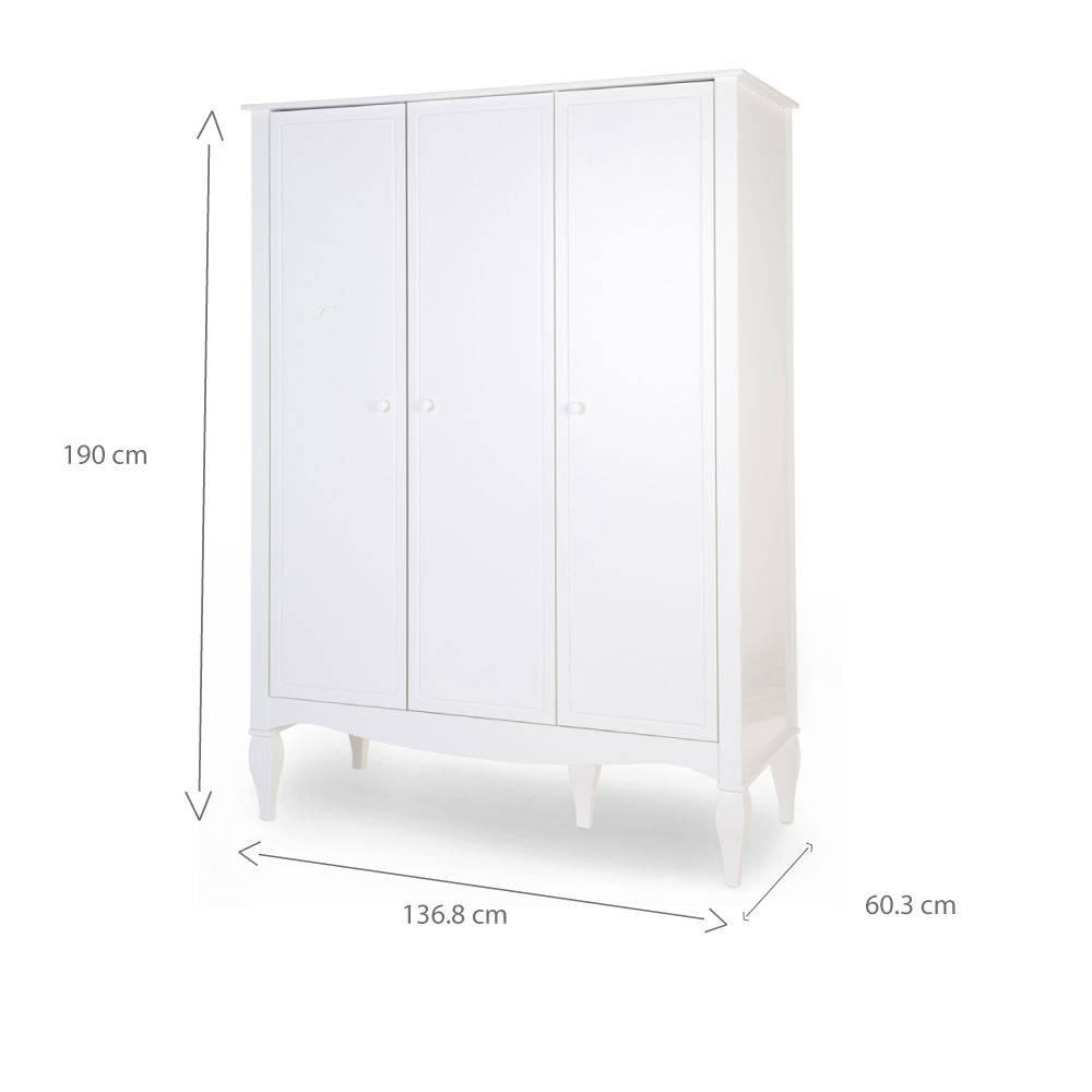 Dulap Childhome Romantic MDF Alb 3 Uși - imagine 4