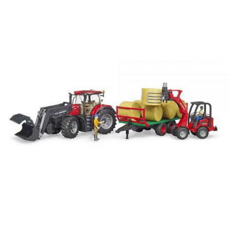 Bruder Tractor Case IH Optum cu Încărcător și Remorcă - imagine 2