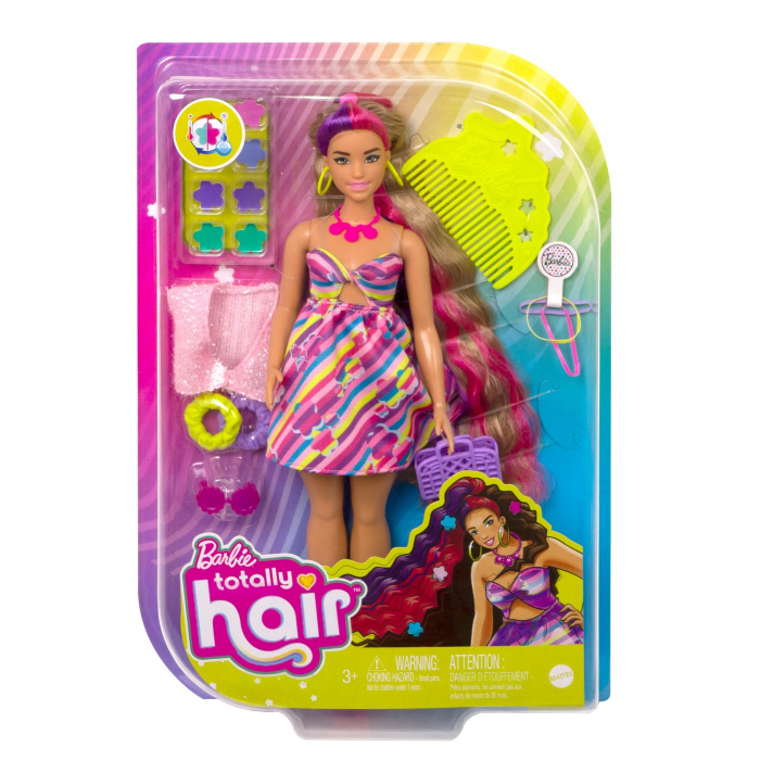 Păpușă Barbie Totally Hair, Satenă, Coafură Lungă