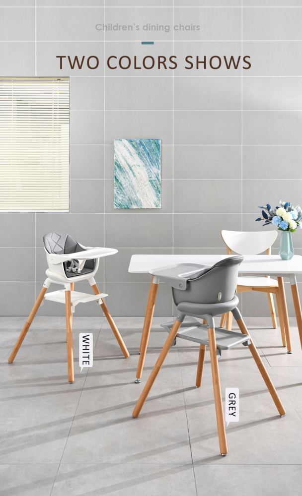 Scaun de masa Little Mom Wooden Gray 2in1 - imagine 3