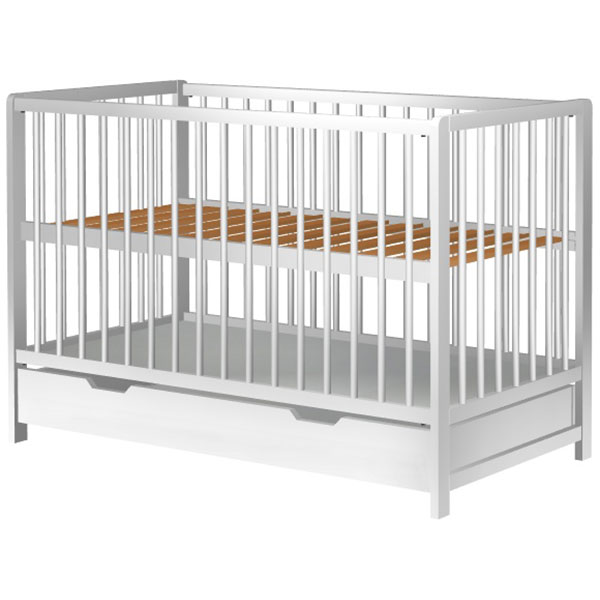 Pătuț Hubners Dominic 120x60 Alb cu Sertar - imagine 2