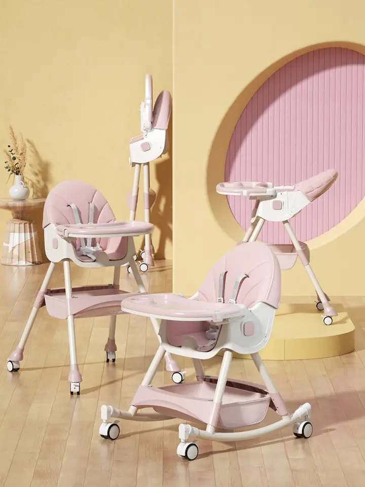 Scaun de masa 3in1 Little Mom Pink, balansoar