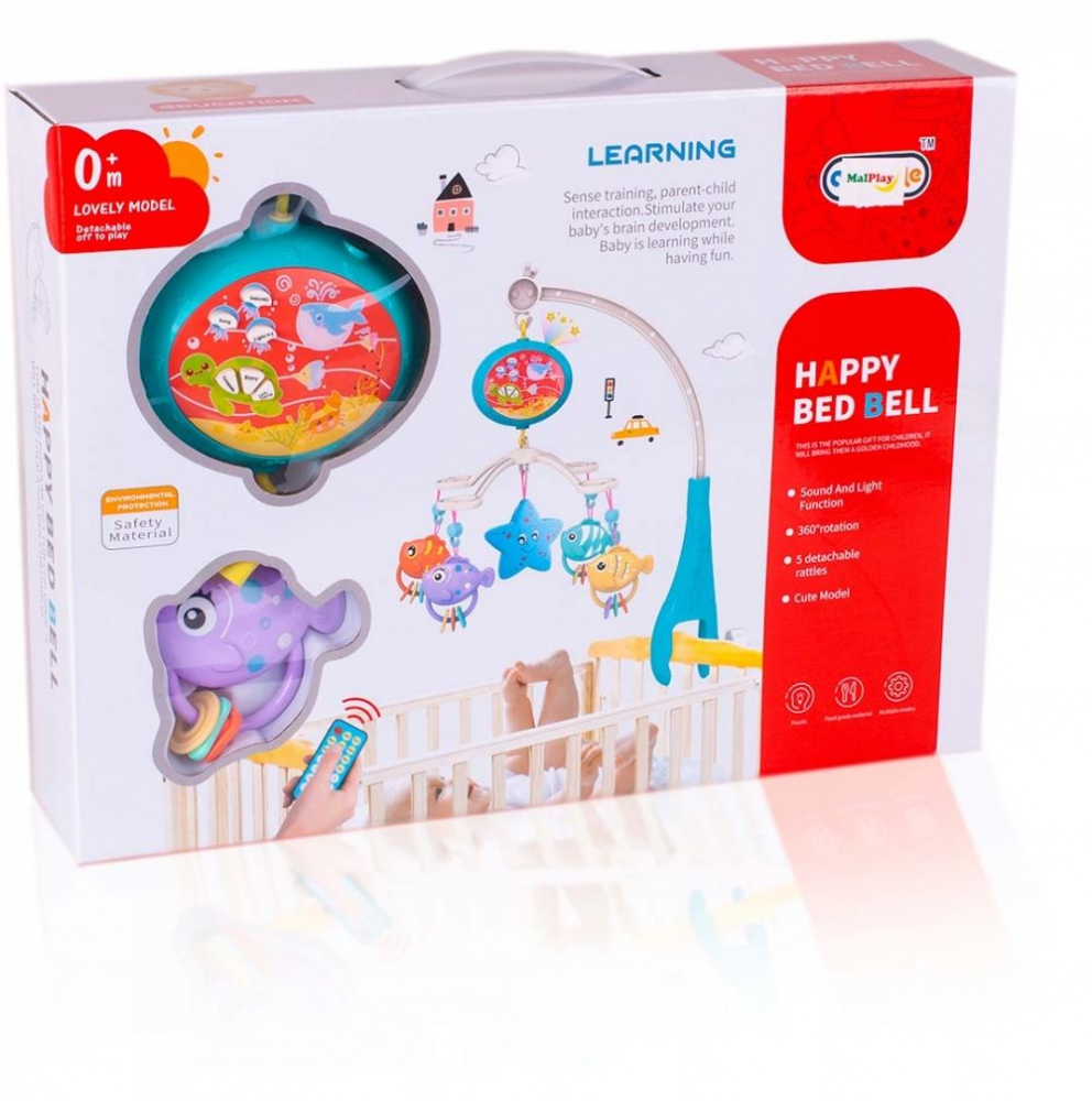Carusel Muzical Patut cu Proiector Red, Malplay - imagine 9