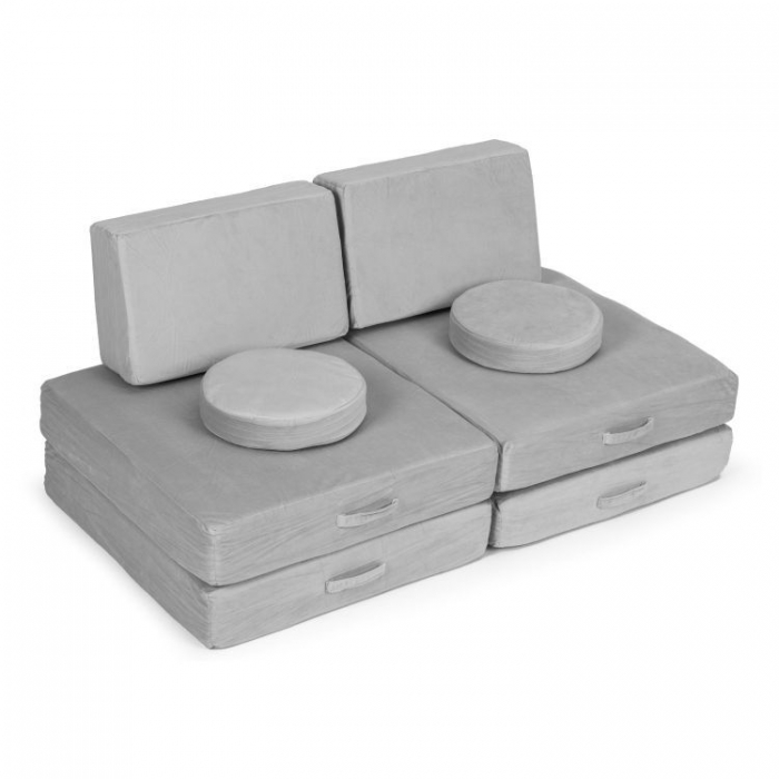 Canapea Modulară Ecotoys Gri - 8 Perne Confortabile - imagine 7