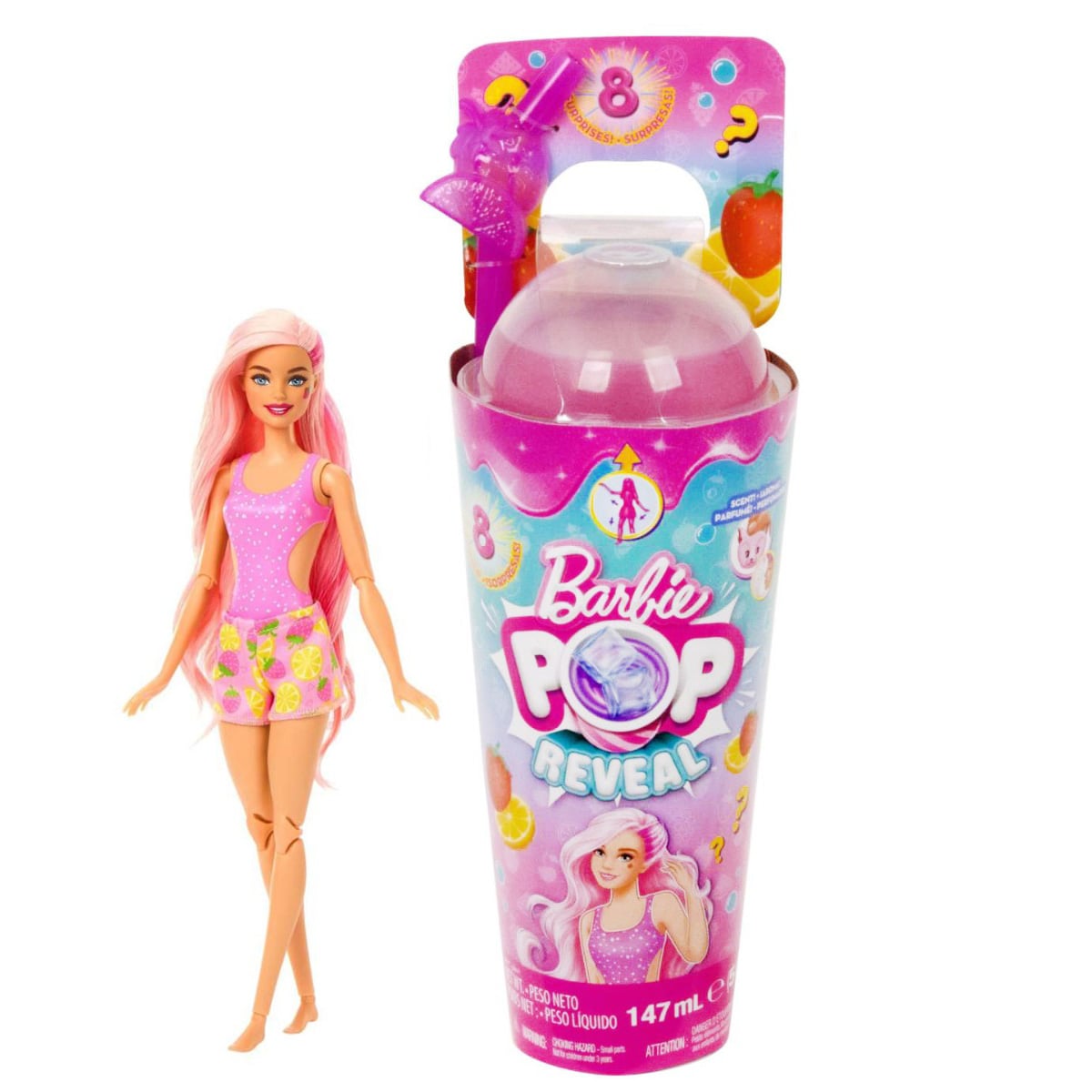 Papusa Barbie Color Pop Reveal, 8 Surprize, Parfum Fructe