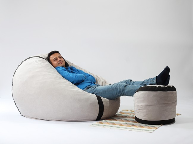 Fotoliu Pufrelax King Size Grey, Memory Mix - imagine 2