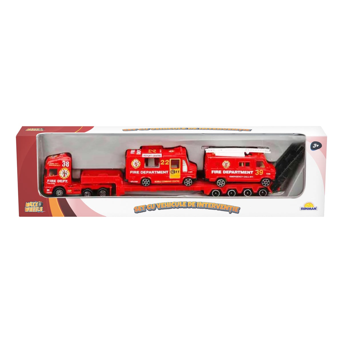 Set Pompieri Maxx Wheels cu Macara si Camion