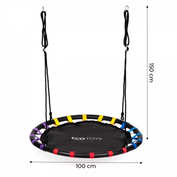 Leagan Ecotoys Cuib Barza, 100 cm, Negru - imagine 4